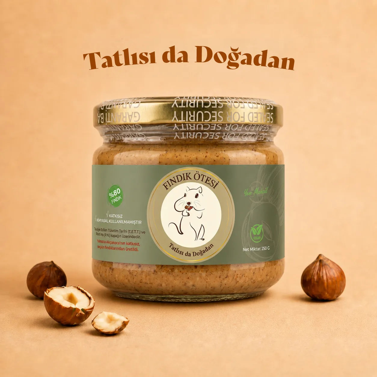 %80 Fındık Ezmesi Pancar Şekerli 250gr
