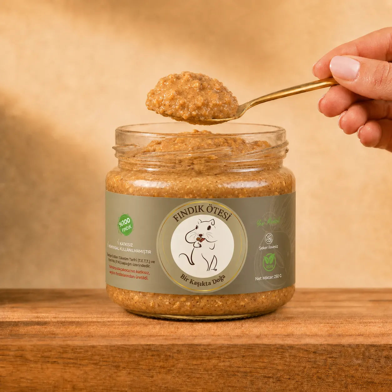 %100 Fındık Ezmesi Şeker İlavesiz 250gr