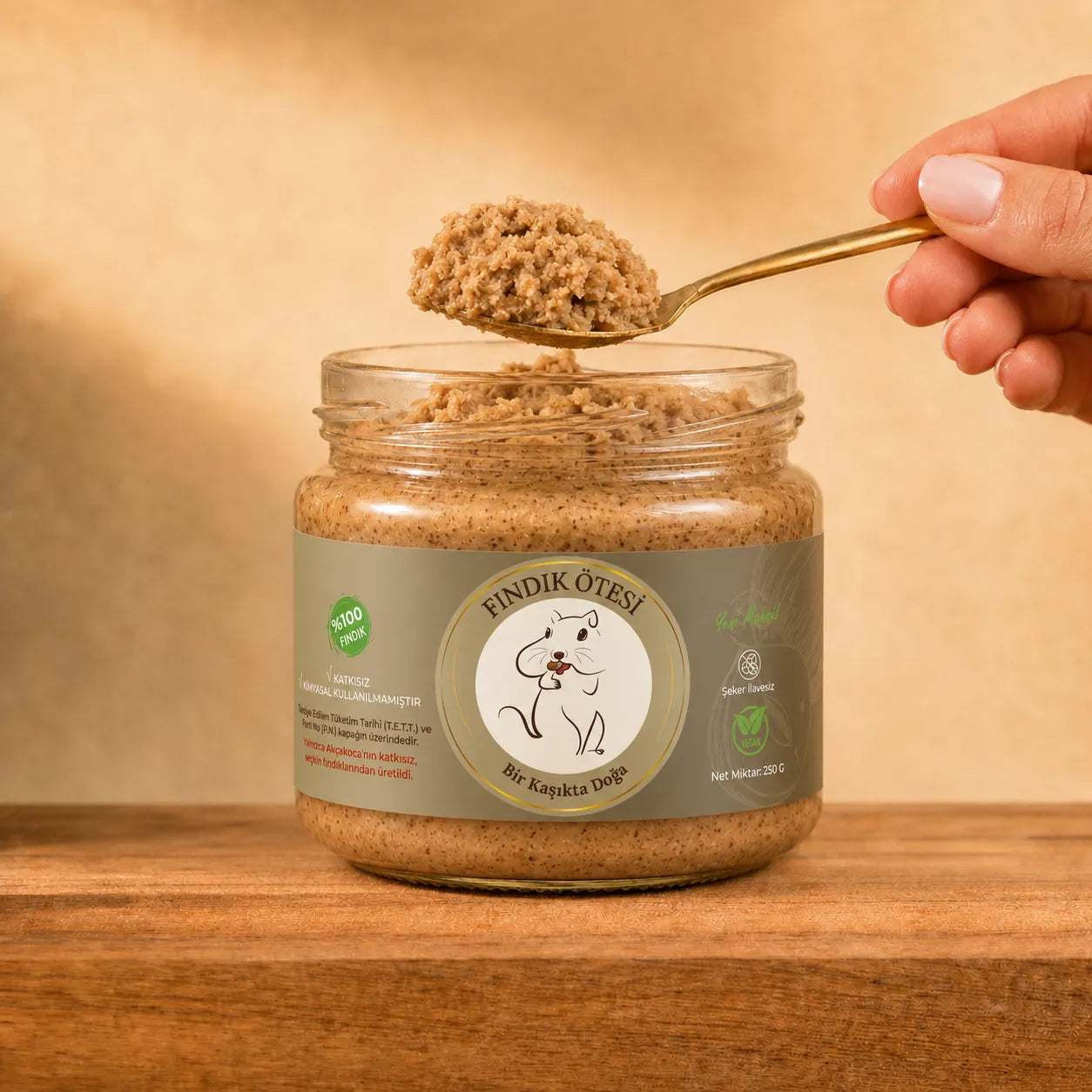 %100 Fındık Ezmesi Şeker İlavesiz 250gr